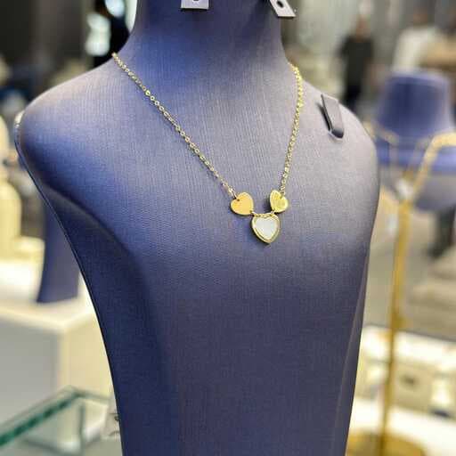 گردنبند طلا زنانه قلب سه تایی صدفی