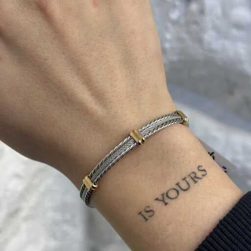 دستبند طلا زنانه دو رنگ فرد