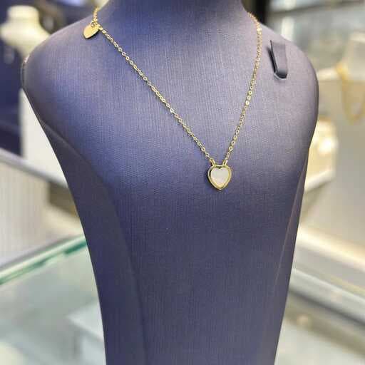 گردنبند طلا زنانه دو قلب صدفی