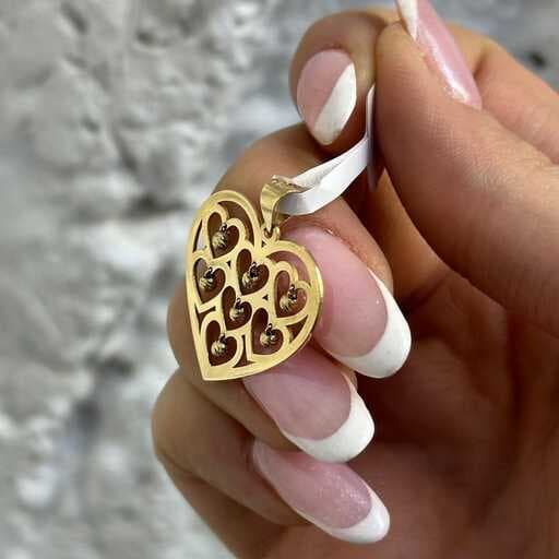 پلاک طلا زنانه قلب و البرنادو