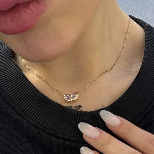 گردنبند طلا زنانه دبل نگین رزگلد