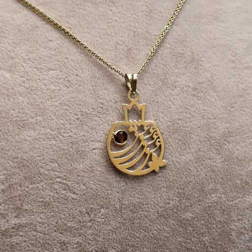 پلاک طلا زنانه انار عشق تک نگین