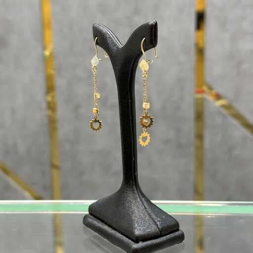 گوشواره طلا آویز مکعب و خورشید