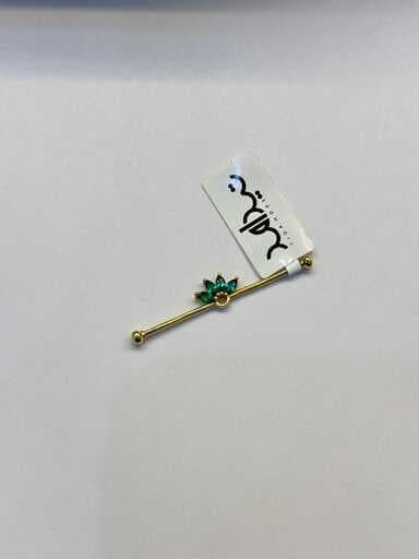 پیرسینگ طلا گل با نگین سبز