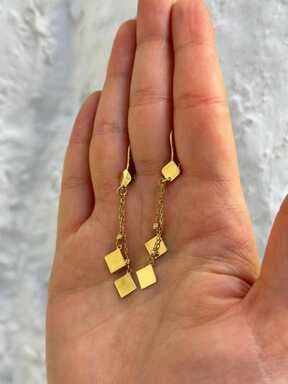 گوشواره طلا آویز لوزی