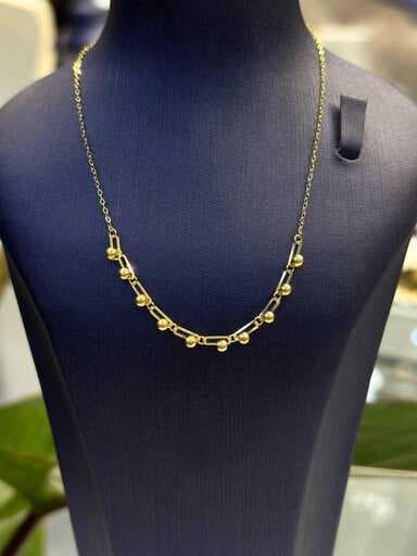 گردنبند طلا زنانه گوی و هرمس ایتالیایی