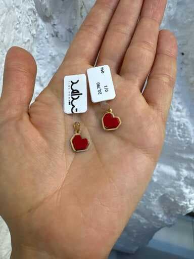 پلاک طلا کادویی قلب قرمز مات