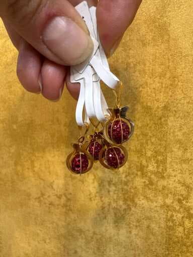 پلاک طلا زنانه انار 6 پر سواروفسکی کادویی